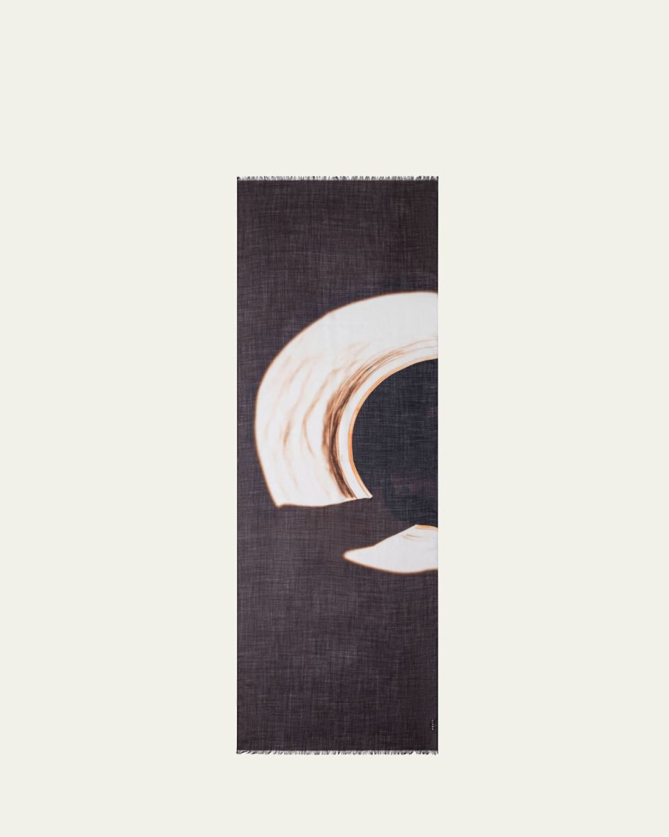 Cashmere and Silk Mocca Loop Print Scarf